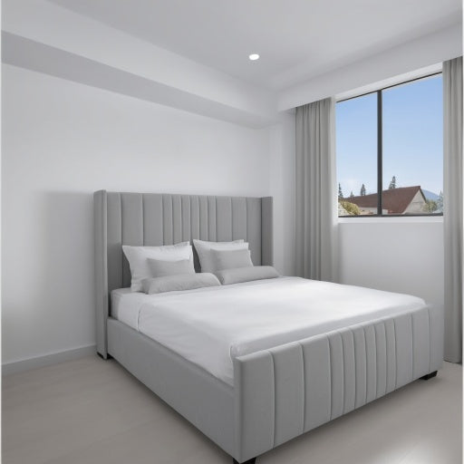 Vertical wingback bed grey